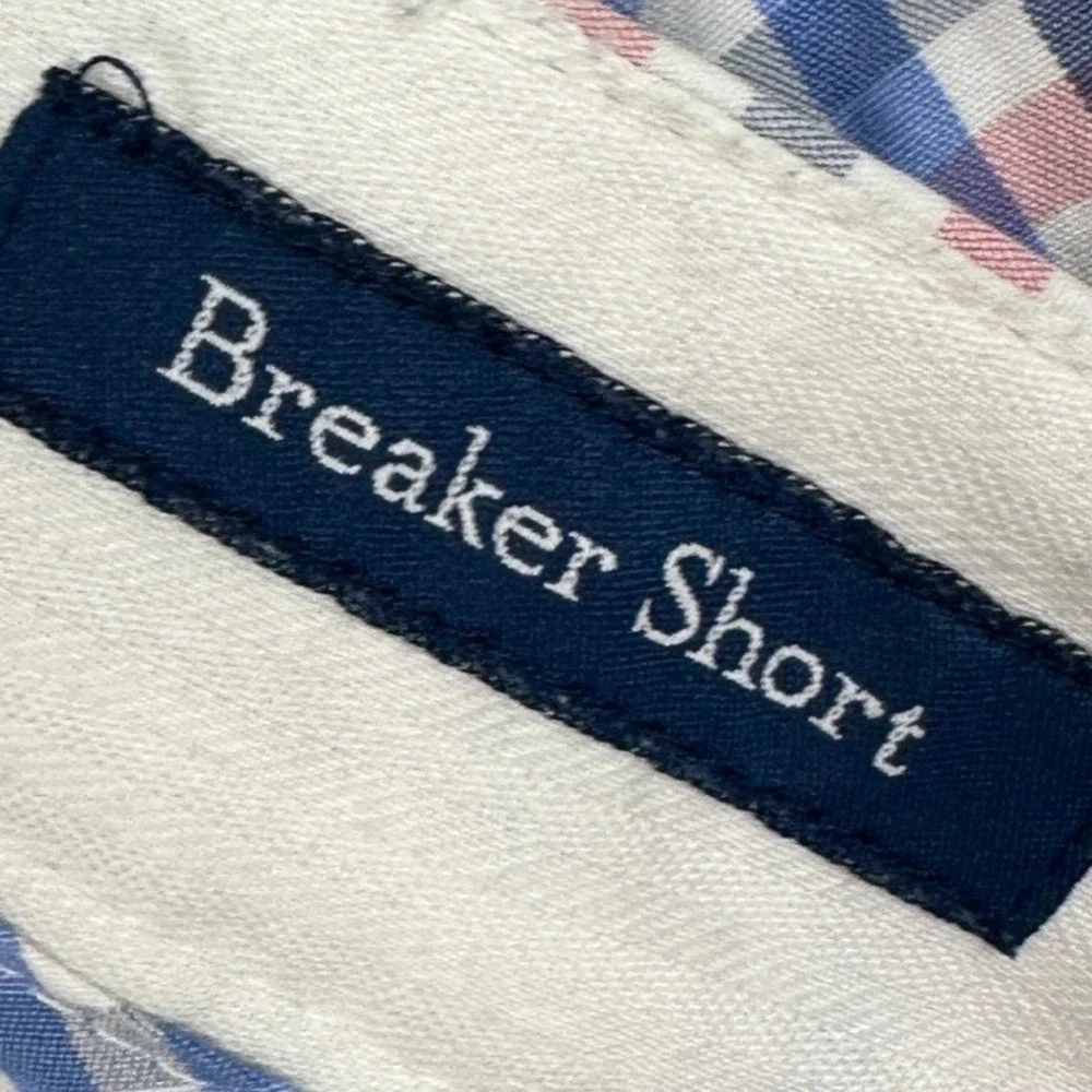 Vineyard Vines Breaker Shorts Mens 36 Pink Blue Gingham Check Khaki Chino Casual
